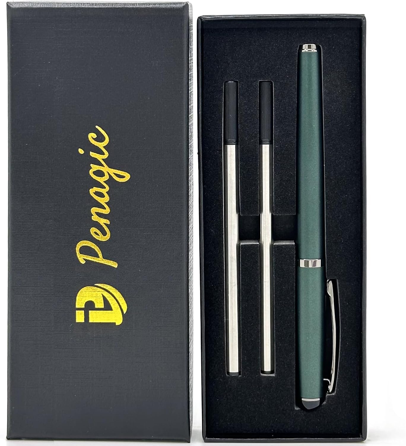 Penagic Luxury Rollerball Pen, Black Ink, Fine Point, Unisex, Professional Writing Pen, Set of 1 with 2 Refills