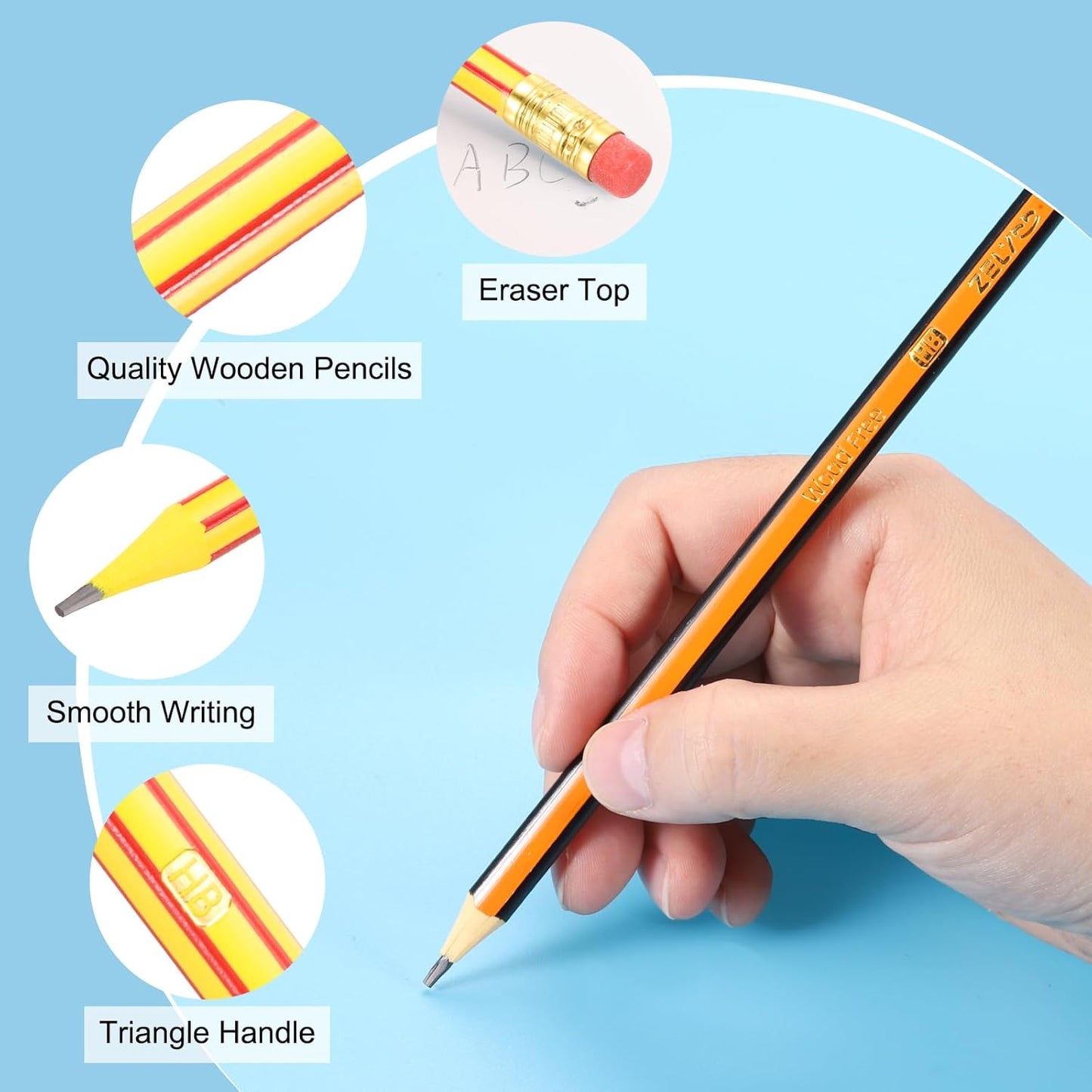 PATIKIL Round Pencils, 12 Pcs HB Graphite Pencil Wooden Pencils with Eraser for Classroom Office Writing Drawing Supplies, Green Black