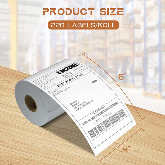 MFLABEL 4x6 Thermal Shipping Labels - 2 Rolls of 250, Perforated & Smudge-Proof Direct Thermal Labels Compatible with Rollo, Zebra, for Amazon UPS FedEx Shopify