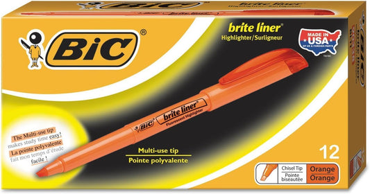 BIC : Brite Liner Highlighter, Chisel Tip, Fluorescent Orange Ink, 12/Pack -:- Sold as 2 Packs of - 12 - / - Total of 24 Each