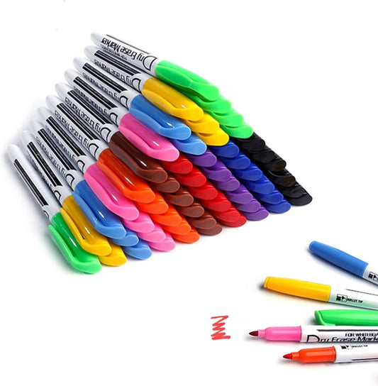 Volcanics Black Dry Erase Markers Low Odor Fine Whiteboard Markers Thin Box of 12