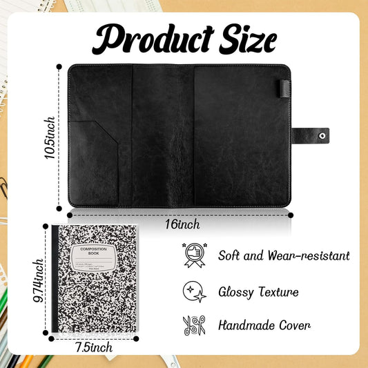 SKLENICE Leather Composition Notebook Cover 9 3/4 X 7 1/2 in Brown With Composition Book 100 Sheets Vintage Rustic Distressed Leather Journal Notebook Cover Portfolio For School Office Home (Purple)