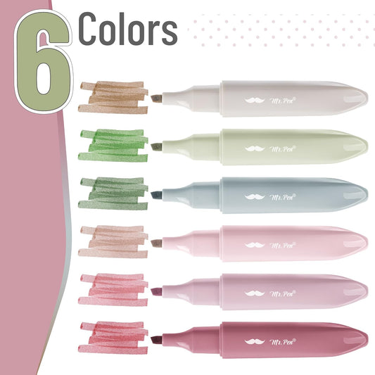 Mr. Pen- Aesthetic Bible Highlighters No Bleed Through, 6 pcs, Chisel Tip, Cute Highlighter for Journaling Supplies and School Accessories, Bible Highlighters and Pens No Bleed