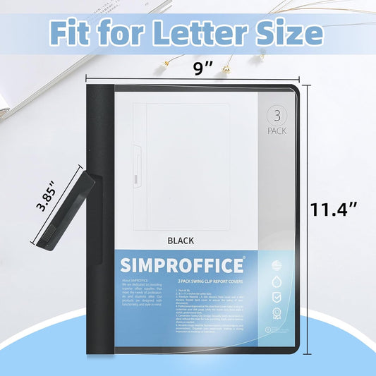 36 Pack Swing Clip Report Covers, Plastic Presentation Folders with Clip for Professional Use, Clear Front and Navy Blue Frosted Back, 9 x 11.4 Inches for Letter Size