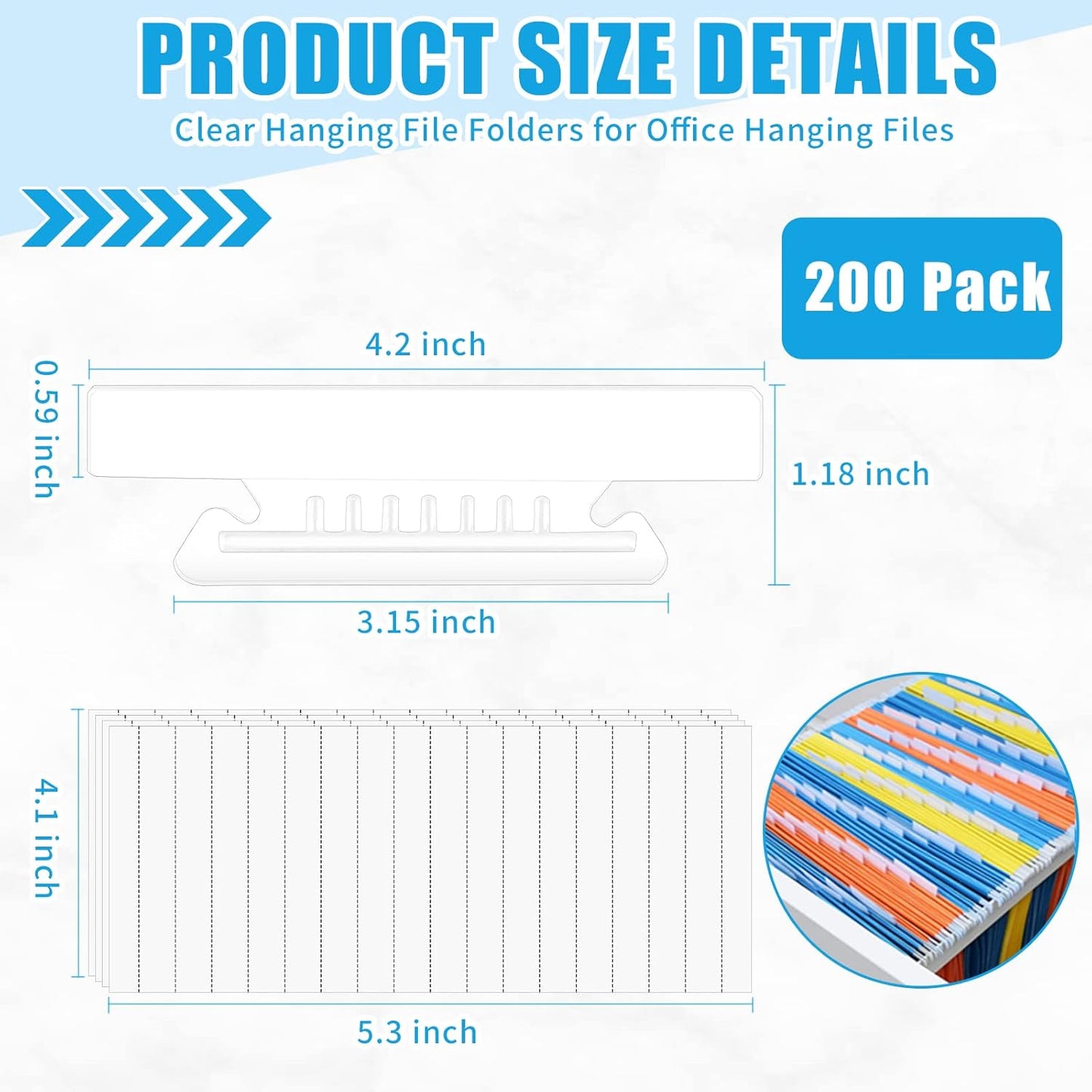 50 Pieces 4 Inch Clear Hanging Folder Tabs Hanging File Folder Tabs Clear Tabs for Hanging File Folders for 3 1/2 Inch Hanging File Folders with Tabs Office Hanging Files (50)