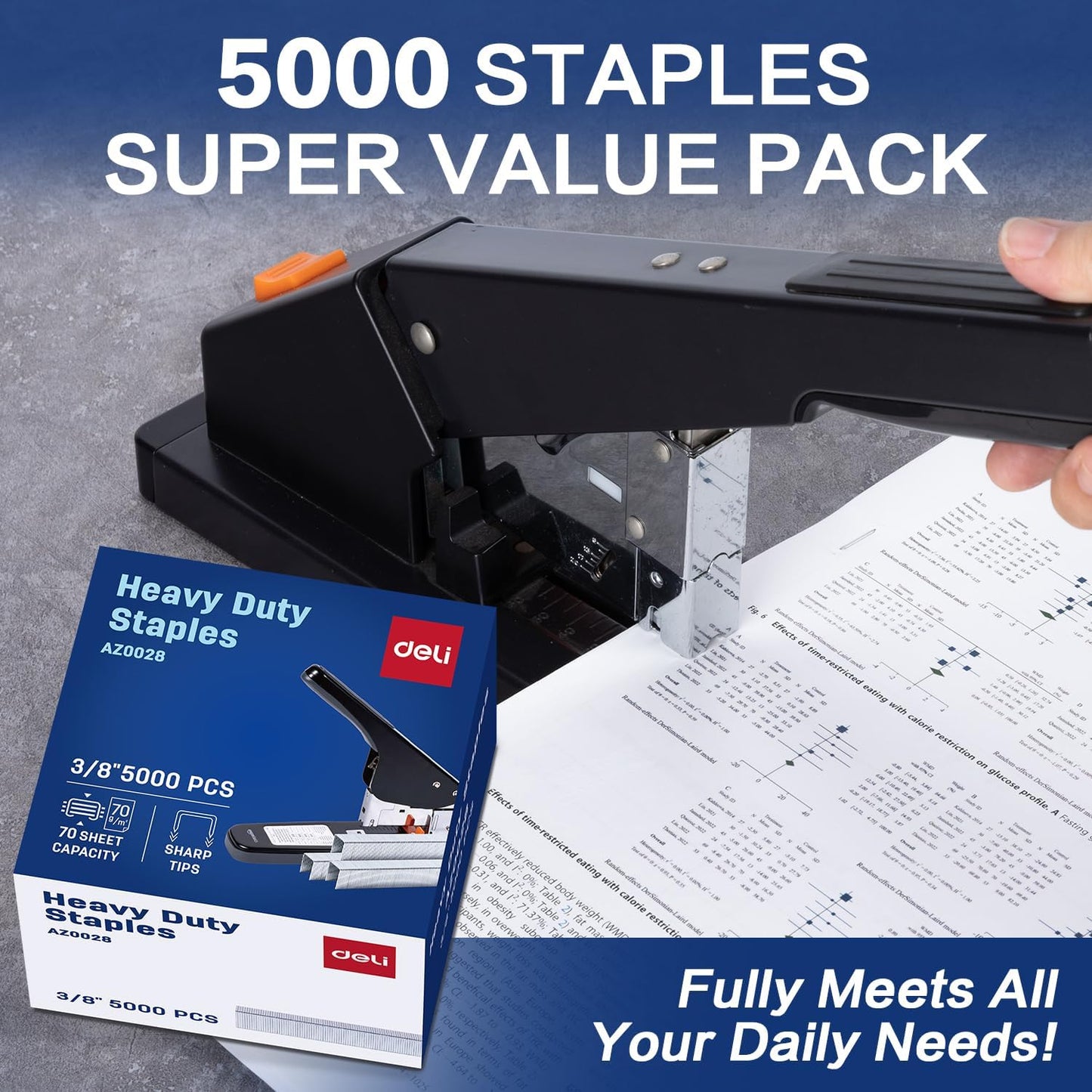 Deli Staples, 10000 Staples, Standard Staple for Desktop Staplers, 1/4'' Length, 210/Strip, 2 Boxes of 5000 Each