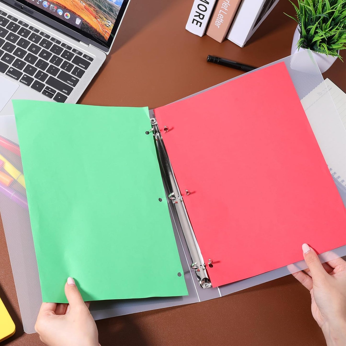6 Pack Plastic 3 Ring Binder, Flexible Round Ring Presentation Binders, Refillable Binder, 3 Rings Binders with Clear Cover(O-Ring,1 Inch), Can Hold 120 Sheets of A4 Paper