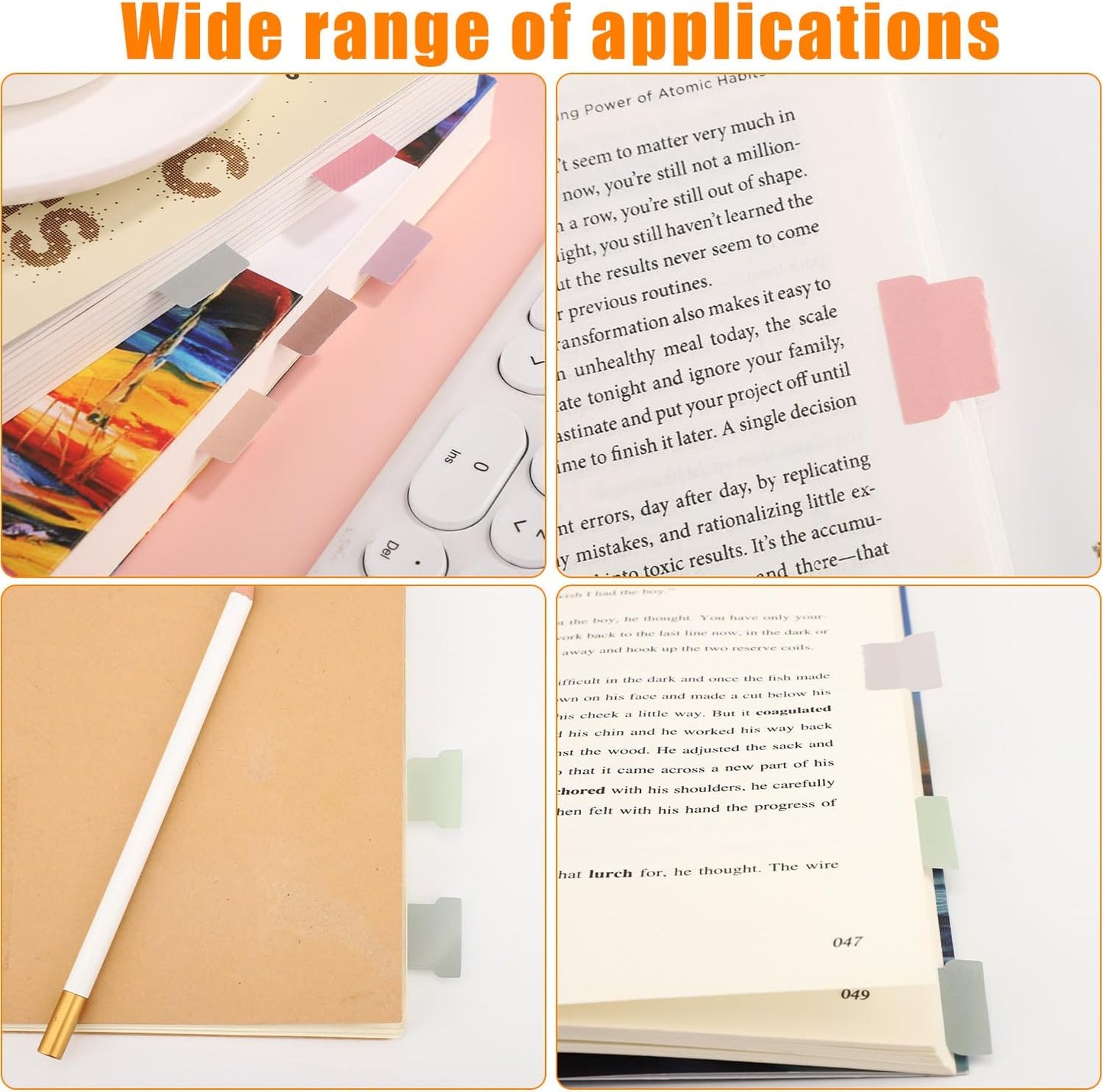 20 Sheets/240 Pieces Sticky Index Tabs, Double Sided Book Page Markers Tabs Blank Monthly Tabs Writable Sticky Notes Flags Self Adhesive Planner Stickers for Labeling (Bohemia)