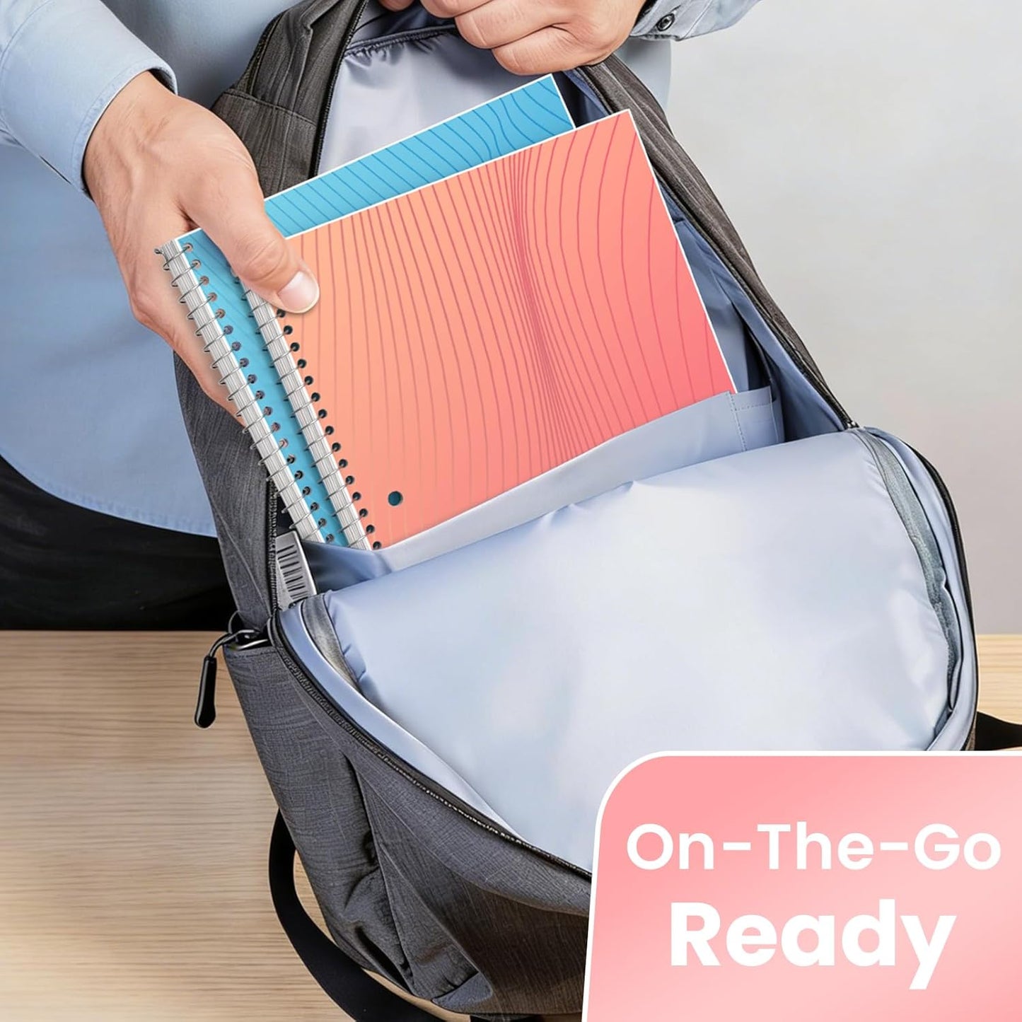 Oucaru Spiral Notebook College Ruled, 5 Pack, 1 Subject, 70 Sheets 8-1/2" x 10", 3 Hole Punched, Lined Journaling Notebooks, for Writing, Home & Office, School Supplies