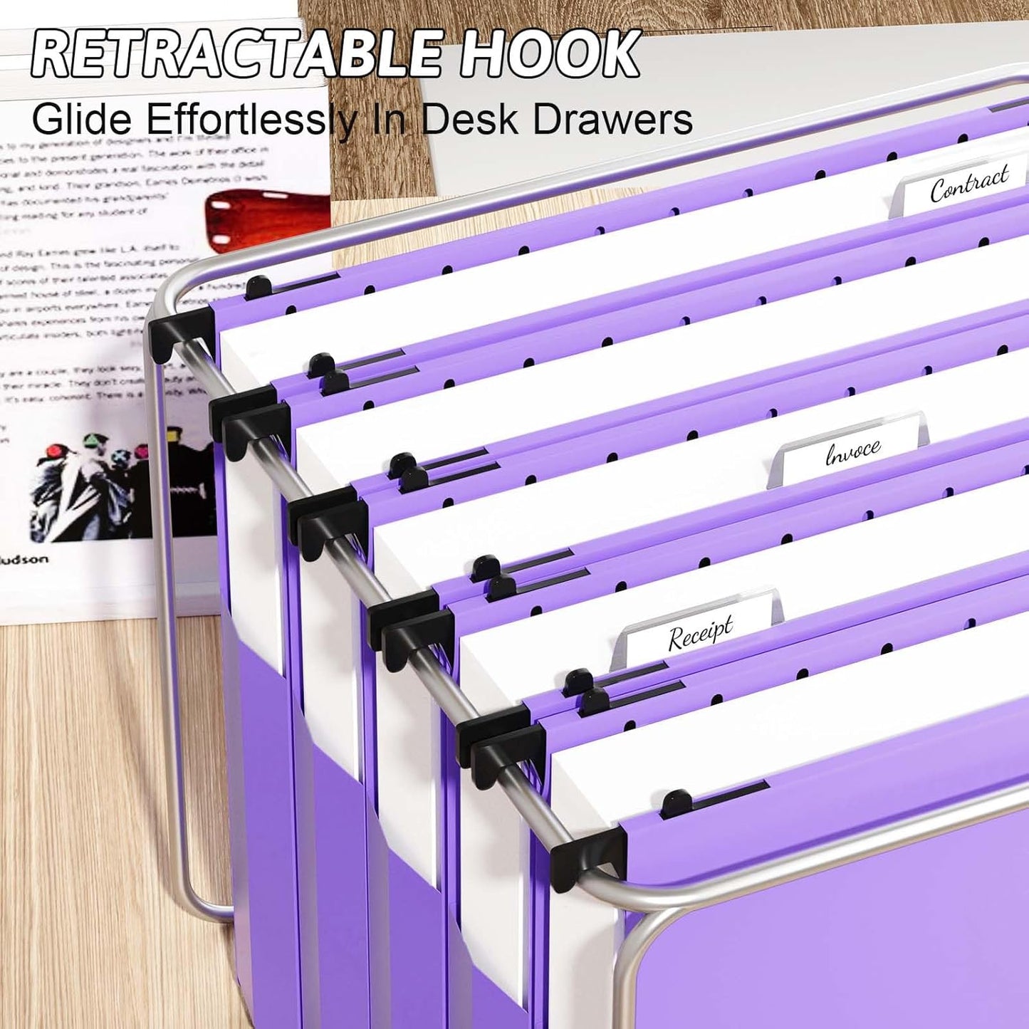 Plastic Extra Capacity Hanging File Folder Letter Size,12 Pack Reinforced Expandable Hanging Folders,Heavy Duty 2 Inch Expansion,Adjustable Tabs,Hanging Organizer Designed for Bulky Files(Gray)