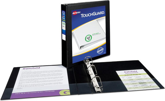 Avery TouchGuard Protection 3 Ring Binder, Customizable Cover, 1.5 Inch Slant Rings, 1 White Binder (17142)