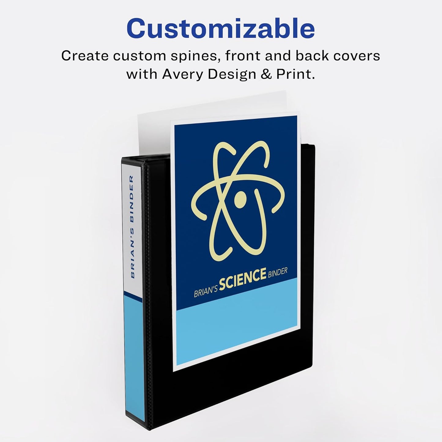 Avery Showcase Standard View 3 Ring Binder, 1.5" Slant Rings, 375-Sheet Capacity, 2.1 Inch Wide Spine, 1 Black Binder, Ideal for Lightweight Organization and Occasional Referencing (19650)