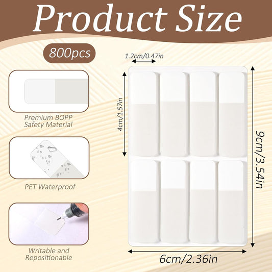 800 Pcs Sticky Index Tabs Pop up Page Flags Repositionable and Writable Book Sticky Tabs Page Marker White Stickys Tab Writable File Tab Flags for Binders Notebooks File Folders Books 1.6 x 0.5 Inch