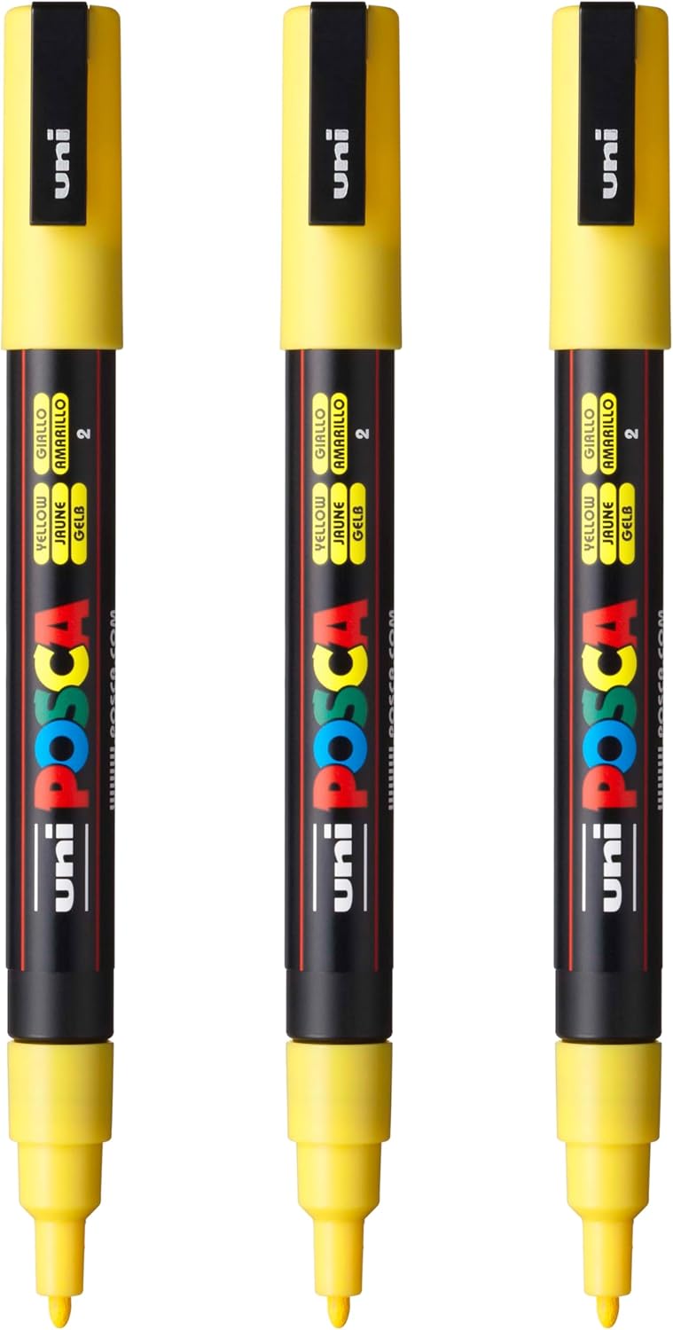 posca PC-3M Water-Based Paint Markers, Reversible Fine Tip (0.9-1.3mm), Pink, 3 Count