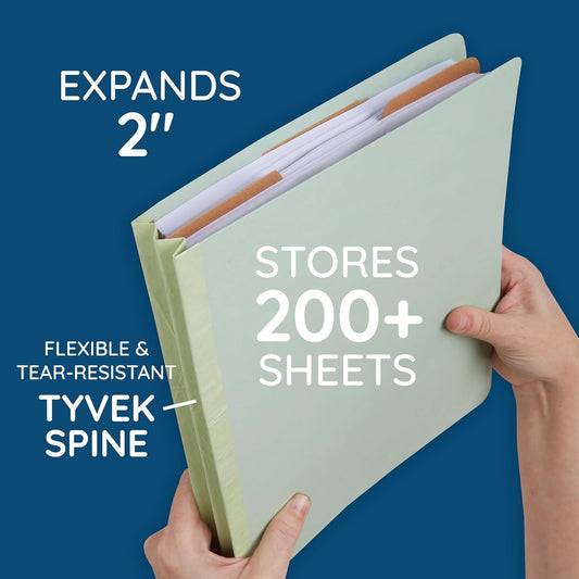 Blue Summit Supplies 30 Letter Size Grey/Green Classification Folders, 1 Divider, 2 Inch Tyvek Expansions, Durable 2 Prongs, Letter Size, Grey/Green Color, 30 Pack