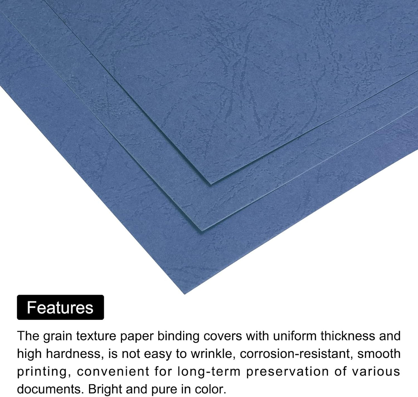 MECCANIXITY 100pcs A4 8.5 x 11 Inch Presentation Binding Covers Letter Size Leather Textured Grain Paper Un-Punched for Business Reports, Navy Blue
