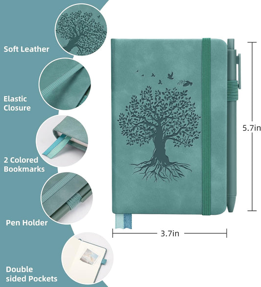3 Pack Pocket Journaling Notebooks, A6 Small Notebook For Note Taking Journaling Notebooks Journals For Writing Mini Note Pads With Pen Holder 120 Pages 100 GSM Thick Paper(Nude, Brown, Forest Green)