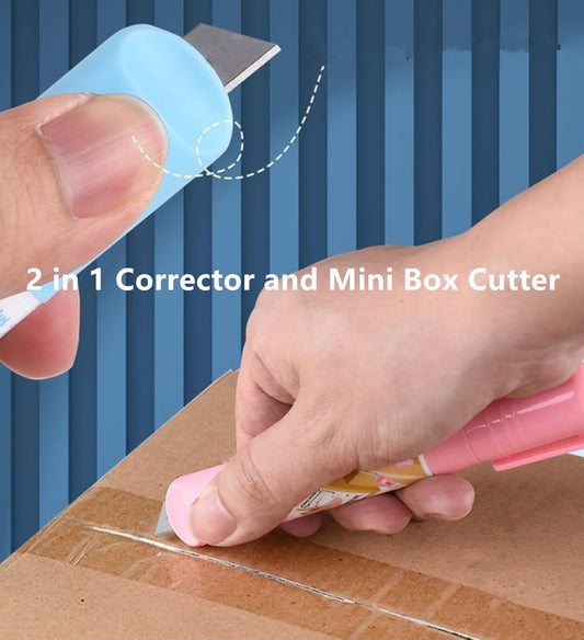 Thermal Label Correction Marker With Mini Box Cutter Cute, Thermal Paper Eraser, Privacy Information Coverage Fluid Liquid, For Documents, Labels, Packages, Shipping Addresses (2PCS)