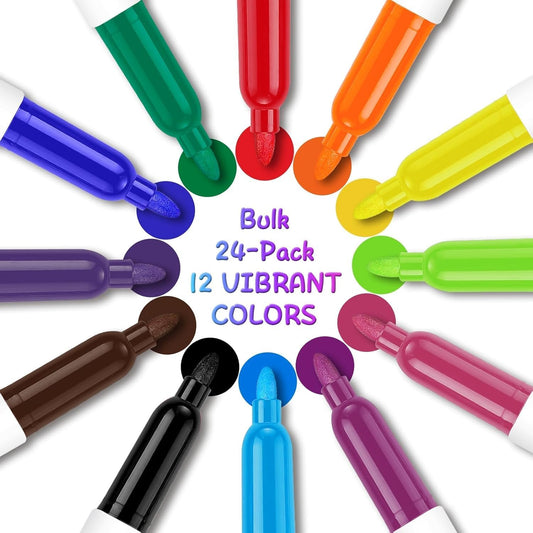 SFAIH Dry Erase Markers Fine tip 12 Colors, 24 Pack (2 Dozen) - Low Odor Whiteboard Markers for Office Teams, Study Groups, Home Schooling, Paper Markers for Kids | 5 Sizes:12/24/48/72/144 Packs