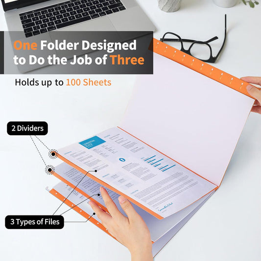 20 Pack Colored Hanging File Folders with 2 Dividers Letter Size, 5 Color Assorted, Goefun Classification Folders for Drawer, Cabinet, with 1/5-Cut Adjustable Tabs (No Built-in Tab on Divider)