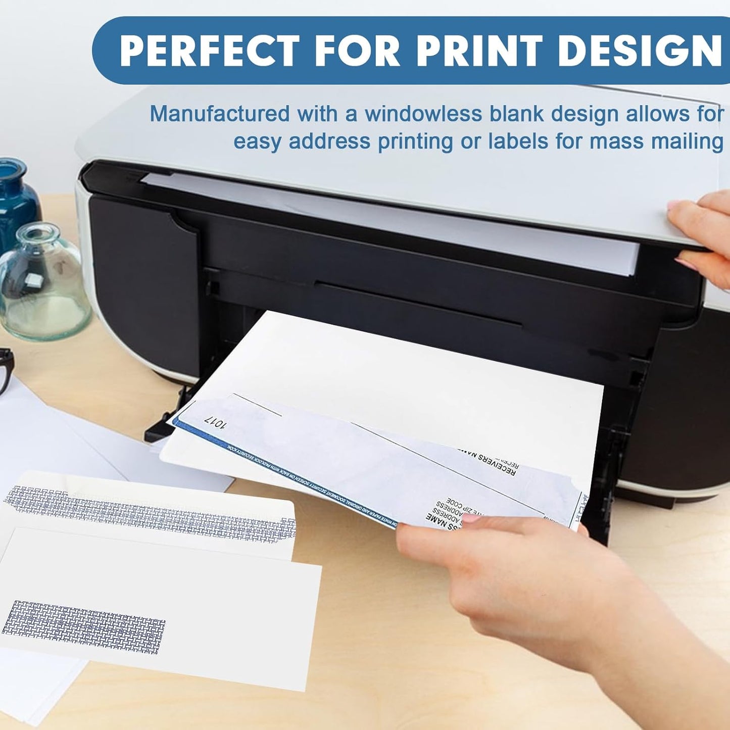 100 Pack #10 Single Left Window SELF Seal Security Envelopes, Designed for QuickBooks Invoices & Business Statements, Computer Printed Checks Peel and Seal Flap, Size 4-1/8 x 9-1/2 Inches, 24 LB