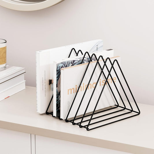Urban Deco Triangle Desk Organizers Metal Wire Magazine Holder 10 Sections Decorative File Folder Organizer Vinyl Record Storage Office File Organizer For Desk - Gold Magazine File Holder
