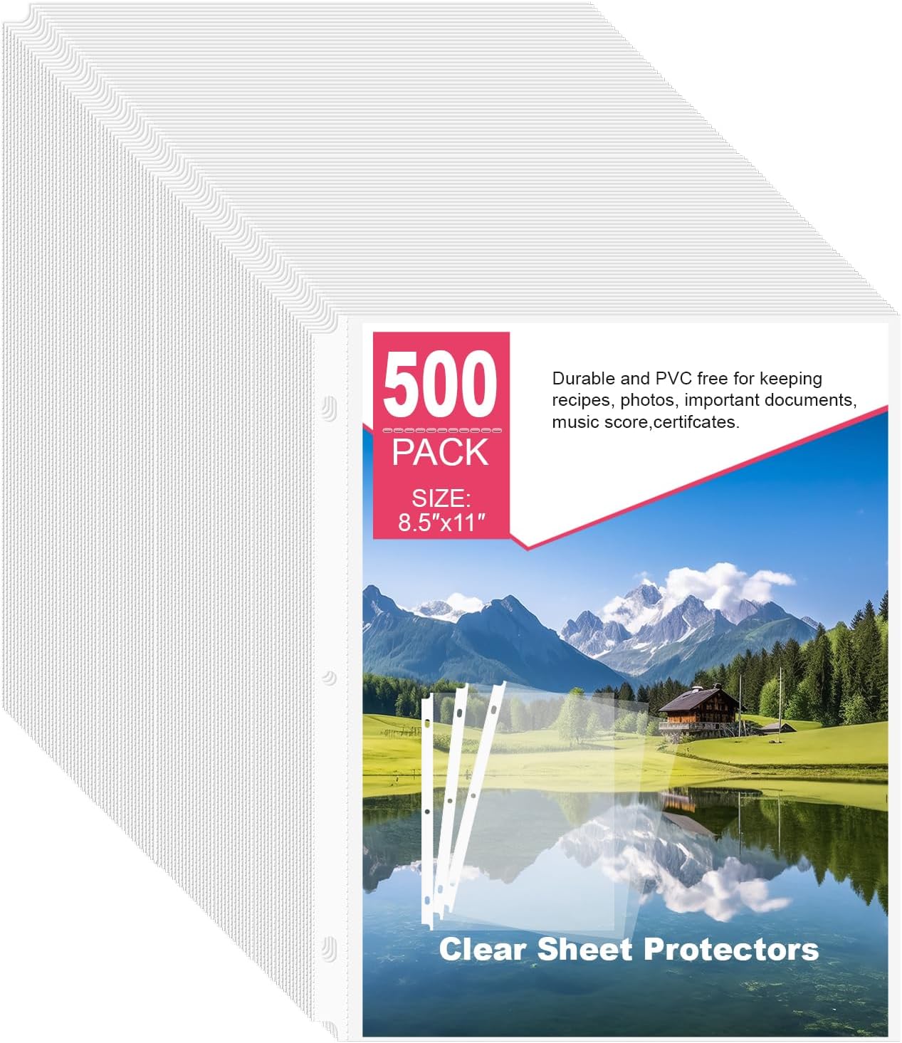 Sheet Protectors 50 Pack | Fits 8.5x11 Paper & 3-Ring Binders | Glare-Reducing Textured Surface with Reinforced Edges | Acid-Free Top-Loading for Home, School & Office