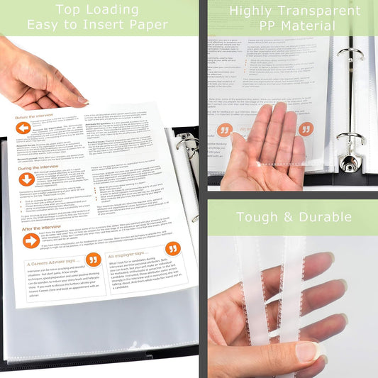 Office Werks 100 Clear Sheet Protectors, 8.5x11 Inch for 3 Ring Binder, Plastic Sheet Sleeves, Top Loading Paper Protector with Reinforced Holes, Archival Safe for Documents and Photos