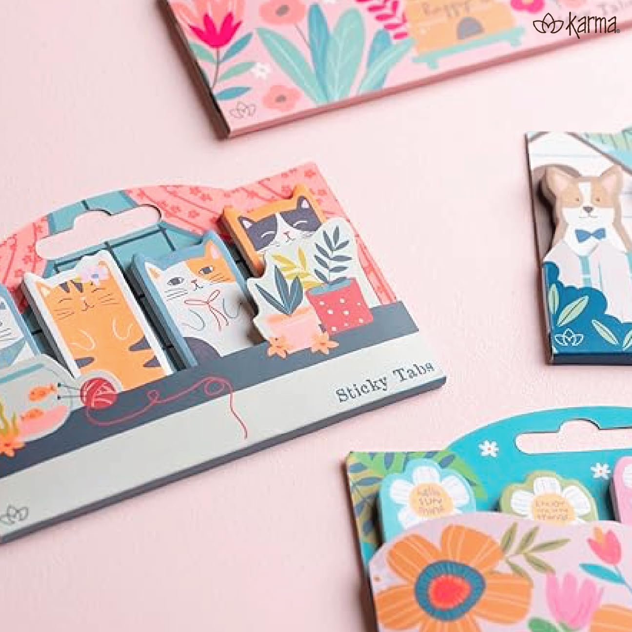 Karma, 100 Sticky Paper Tabs, Cute Page Markers, Sticky Index Tabs, Colorful Annotation Sticky Tabs, Houndstooth
