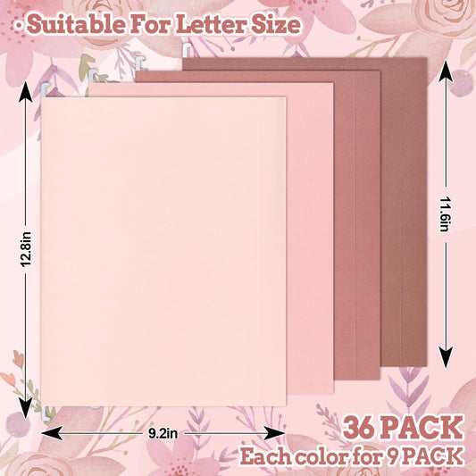 Whaline 36 Pack Dusty Pink Hanging File Folders Letter Size 4 Colors Pink File Pockets with Tab for Home Office Classroom Supplies, 9.2 x 12.8 Inch