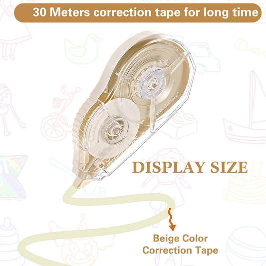 Zonon Correction Tape Cream Color Beige Corrective Tape Eraser 100 Feet Long for School Office Supplies Crafting, Note Taking, Journal, Case Color May Vary(2 Pieces)