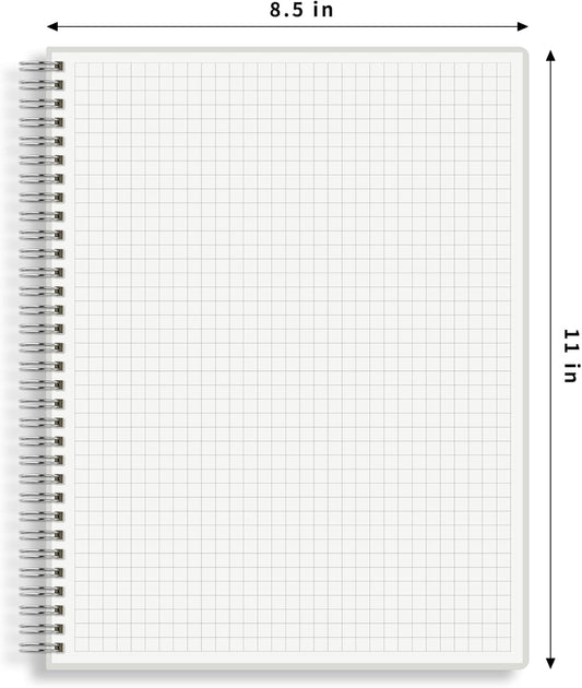 Large Graph Ruled Wirebound Spiral Notebook, 8.5 x 11 Inches, 1/4 Inch Grid (4 sq/in) Paper Pad, Premium 100gsm Ivory White Acid-Free Paper, 128 Squared/Grid Pages per Notebook (Pack of 2)