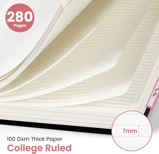 Large Lined Spiral Journal for Women Cute Hardcover 5 Subject Notebook for Work 8.5" x 11" with Removable Dividers & Tabs, College Ruled, 280 Pages Aesthetic Journal for Work, School & Note Taking, Garden of Whimsy