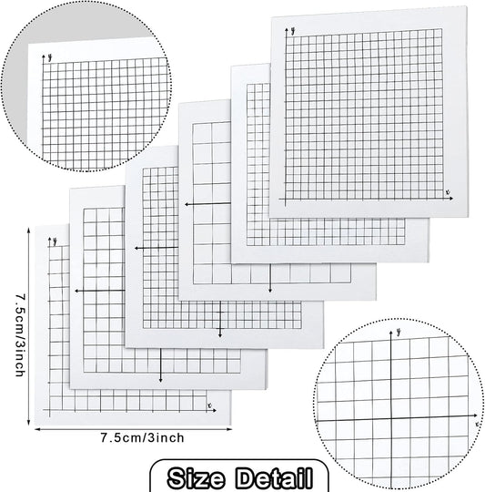 Zonon 24 Pack Graph Paper Sticky Note Pads 6 Designs 600 Sheets 3 x 3 Inch Mini Graph Pads Back to School Student Math Study Adhesive Grid Variety of Four Quadrant Grid Notepad for Office Supplies
