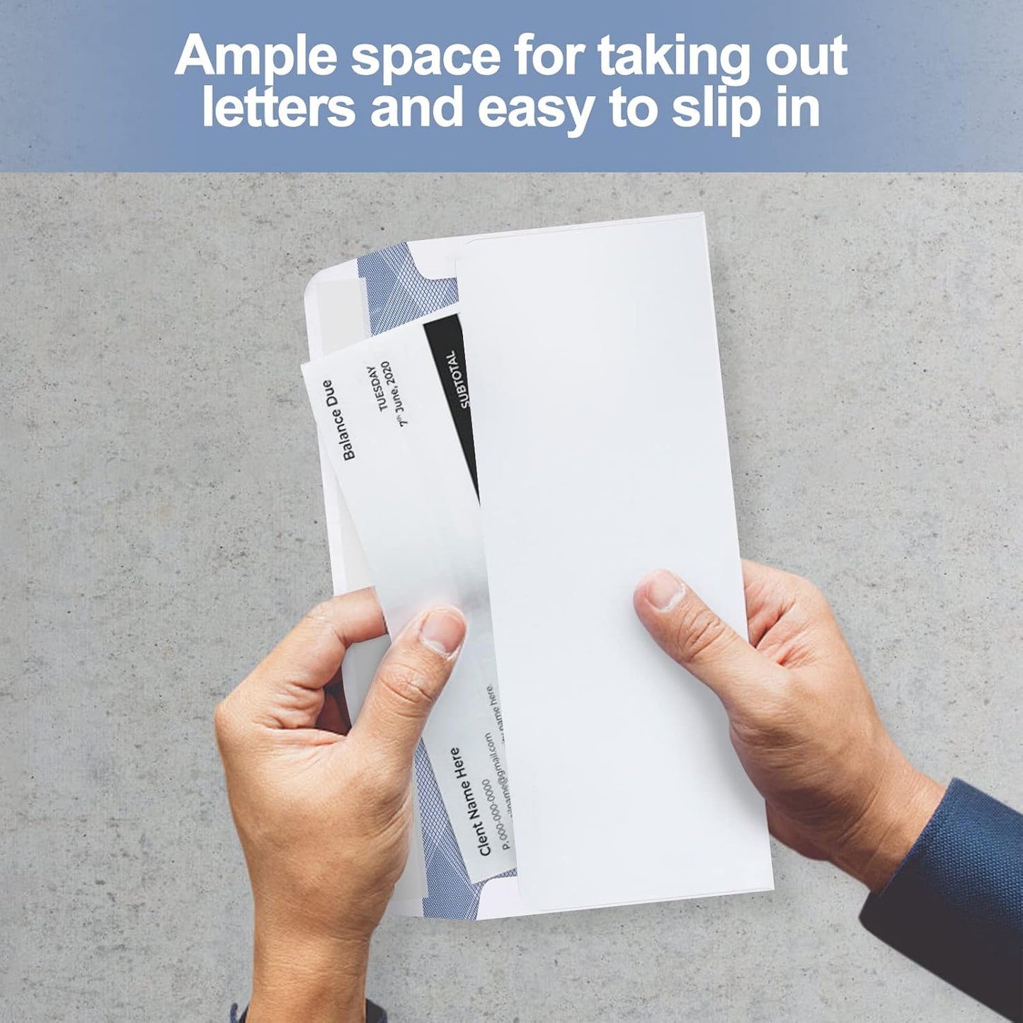 500#10 Double Window Security Envelopes, PANDRI NO.10 Self-Seal Window Envelopes Designed for QuickBooks Invoices, Business Statements & Documents - Number 10 Size 4 1/8 Inch X 9 1/2 Inch - 24 LB