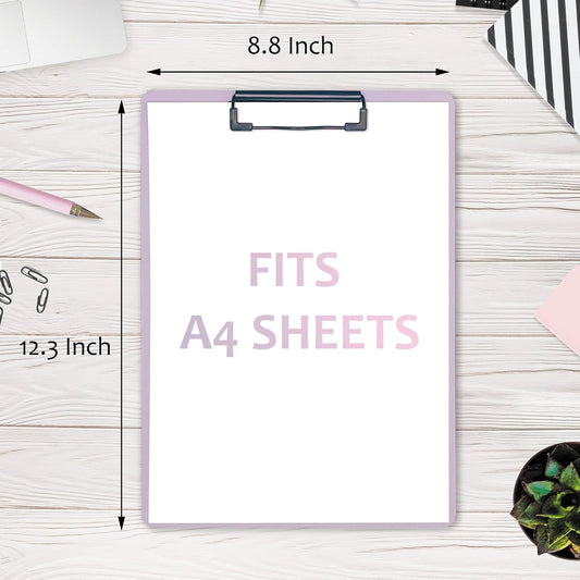 4-Pack Plastic Clipboards, Assorted Colors Clipoard with Low Profile Clip, Clip Boards for Students, Teachers, Doctors, Nurses, 12.3 x 8.8 Inch