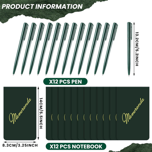 Faccito Memoranda Notebook and Pen Set Green Military Memorandum Book 3.3" x 5.5" Mini Utility Notepad Military Memo Book for Outdoor Recording Ranger School First Responder(12,Simple Style)