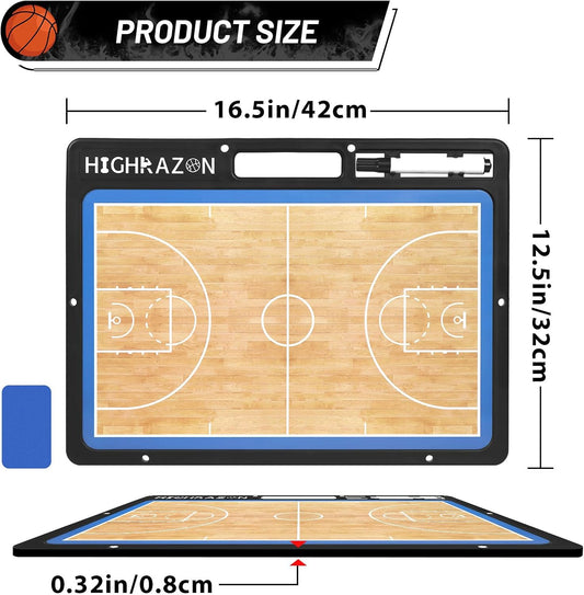 Dry Erase Basketball Clipboard for Coach, Premium Tactical Basketball Coaching Board, Double Sides Full & Half Court Dry Erase Board with Marker