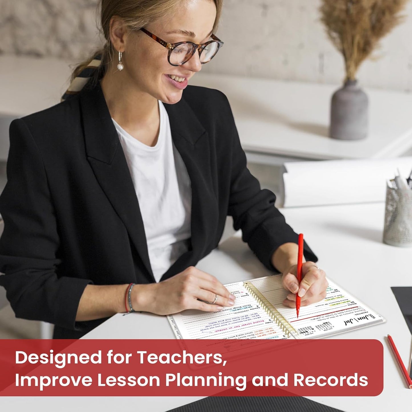Planner 2026-2027, Academic Year Monthly and Weekly Calendar Planner, Jul 2026 - Jun 2027, Hardcover Teacher Student Planning Agenda book with Tabs, Perfect for School Office Supplies, 6.3" x 8.5" - Wildflowers