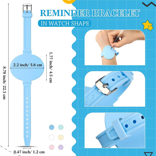 Skyygemm 12 Pcs Silicone Memo Wristbands Nurse Wearable Notepad Wristbands in Watch Shape Reminder Bracelet to Do List Erasable Notepad Gift for Nurse Week Veterinarian Nursing Essentials