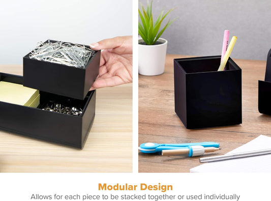 Bostitch Office Konnect Desk Organizer Accessory Tray, Stacks for Desktop Storage, Black
