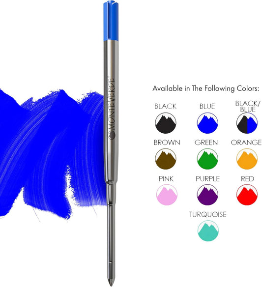 Monteverde Soft Ballpoint Pen Refills to Fit Parker-Style Pens, Extra Fine Point, Blue/Black, 2-Pack, Smooth Writing Technology for Parker, Conklin, Schmidt, and More