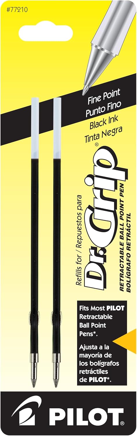 Pilot Better/EasyTouch/Dr Grip Retractable Ballpoint Pen Refills, 0.7mm, Fine Point, Black Ink, Pack of 3 - Check Compatibility