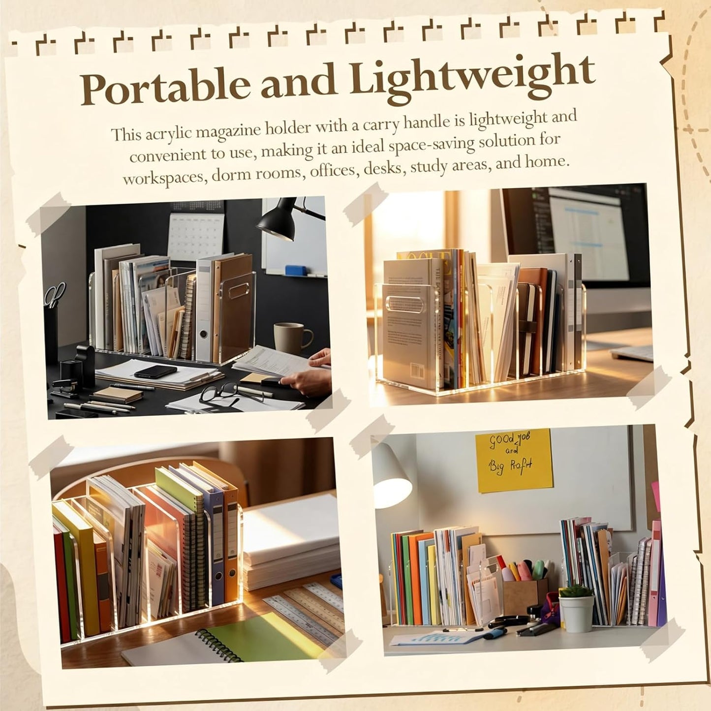 Didaey 2 Pcs Acrylic Magazine File Holder, 5 Vertical Compartments Desk Sorter Organizer Magazines Documents Books Accessories Clear Folder Rack Binder for Office Home(B5, 5 Sections, Clear)