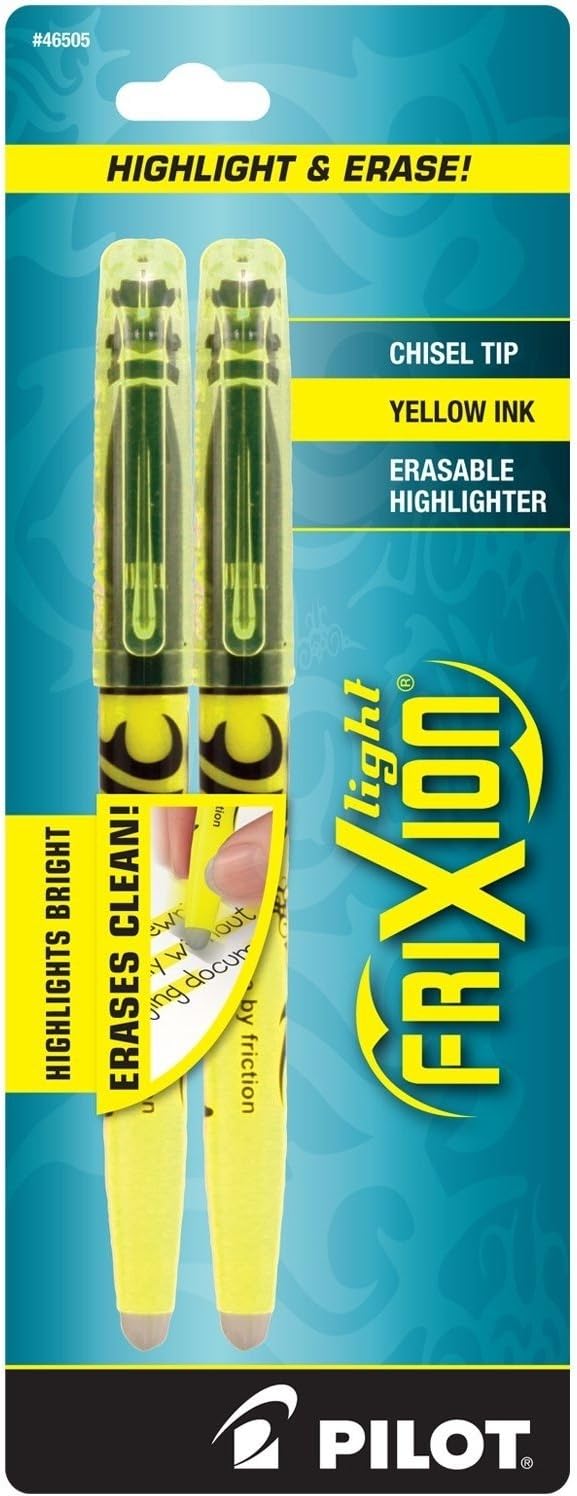 Pilot, FriXion Light Erasable Highlighters, Chisel Tip, Pack of 3, Yellow