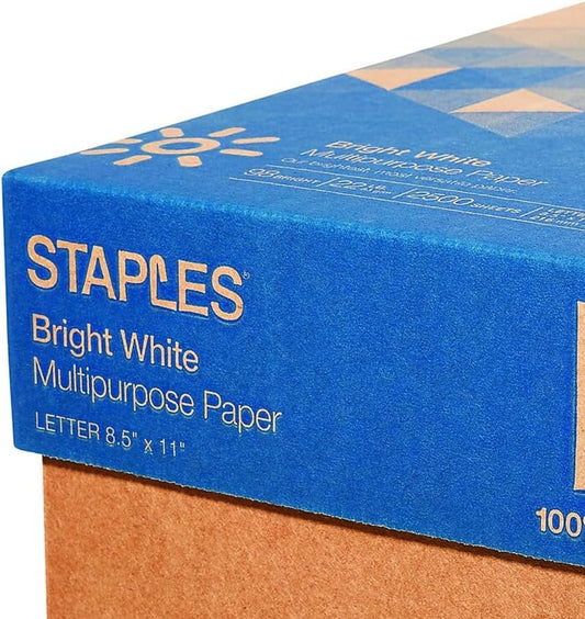 Staples 8.5-Inch x 11-Inch Multipurpose Paper 22 lbs 98 Brightness 500/RM 10 RM/CT