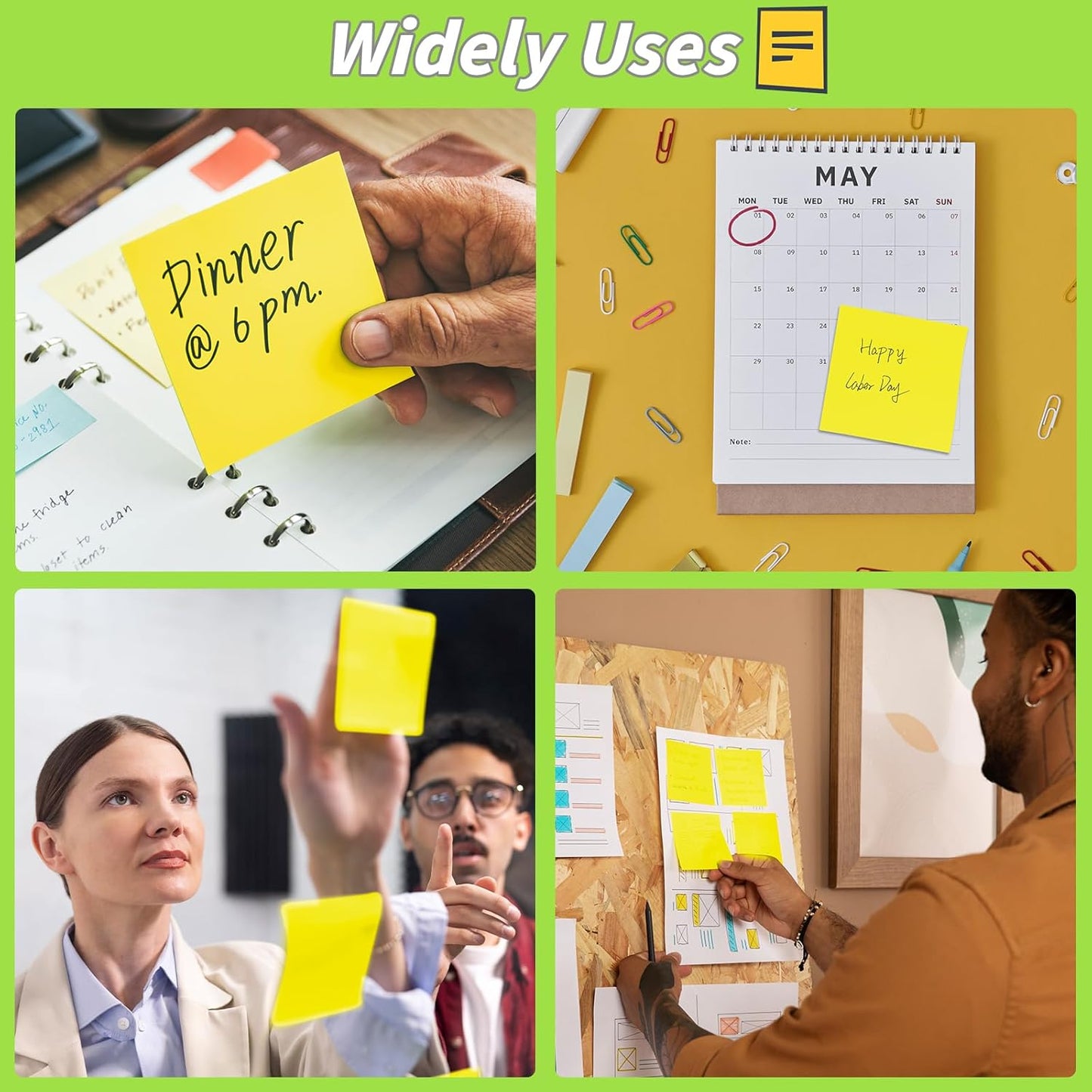 100 Pack Sticky Notes Bulk 3 x 3 in Self-Stick Note Pads Colorful Posted Note in 20 Colors Adhesive Paper Memo 50 Sheets/Pad Easy to Post for Office Home School Meetings Notebook Wall Door Window