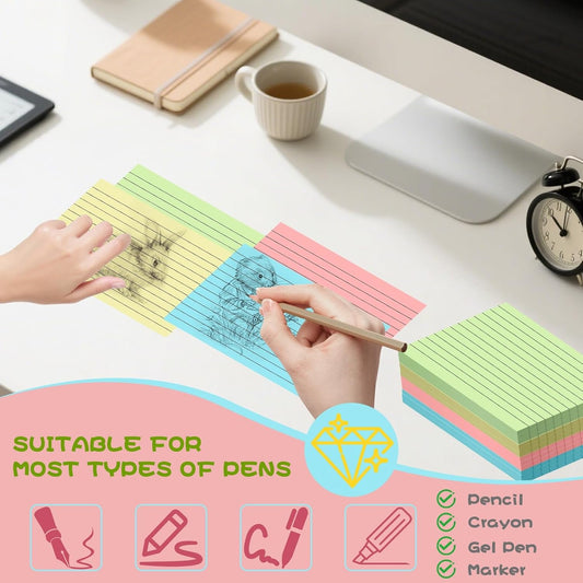 100 Count Colored Index Cards 3x5 Inch Ruled Flashcards Notecards 4 Color (25 Sheets Each),Lined Study Card Portable Note Taking for School Office Home