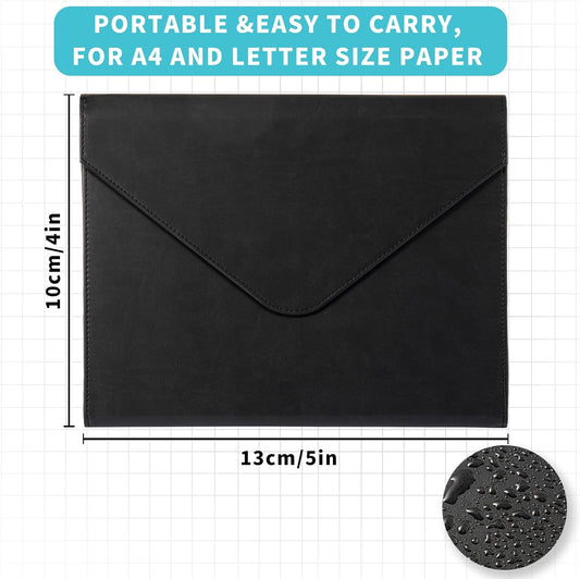 Heture PU Leather Heavy-Duty Expanding File Folder, A5/US Letter Size Document Organizer with 8 Paper File Folders, 4-1/2 Inch Expansion, Black – for Office, Auto Shop, School Paperwork.