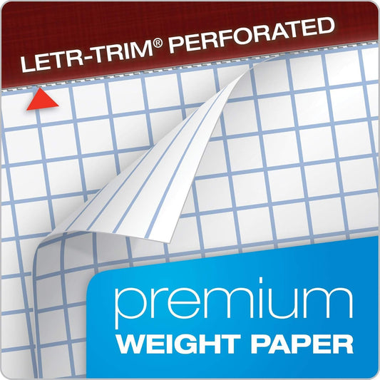 Tops Docket Gold Premium Weight Graph Paper, 8.5" x 11", 4 x 4 Graph Ruled on Front and 1/4" Narrow Ruled on Back, Reinforced Backing, Burgundy Cover, 80 Sheets per Pad (63752) (1 Count)
